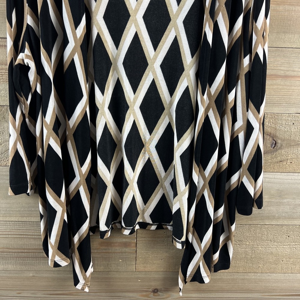 Chicos Travelers Womens Cardigan Open Front Slinky Geometric Career Size 3 XL‎ - Picture 3 of 7